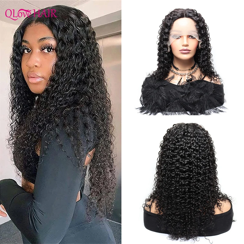 T Part Lace Wigs 32 Inch Kinky Curly 13x1 Lace Wigs For Black Women Peruvian Human Hair 180 Density Middle Part Pre Plucked