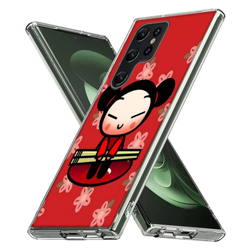 Прозрачный чехол для телефона Cute Cartoon Pucca Samsung S25 Edge Galaxy S21 S20 Plus S24 S23 FE S22 Ultra Capa S10 Cover
