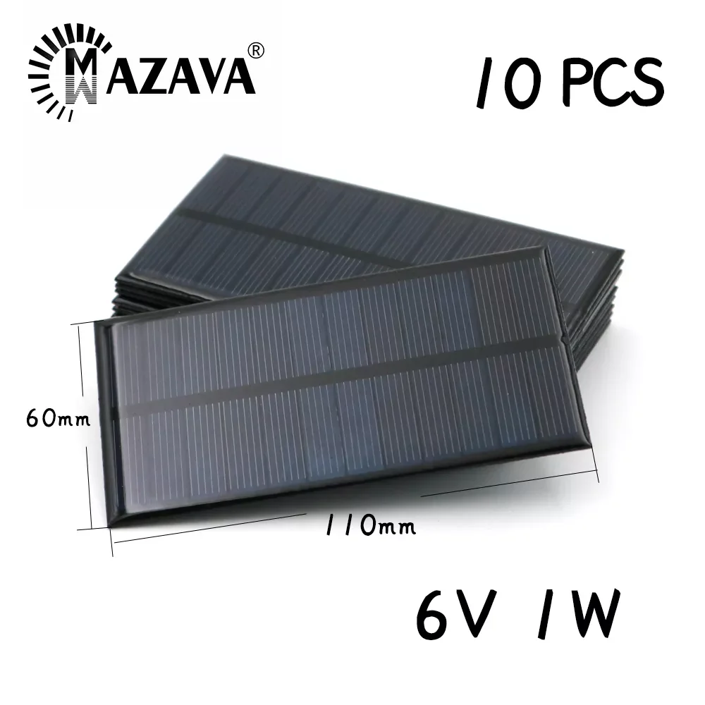 

10PCS 6V 1W 166mA Solar Cells Solar Cell Phone Charger Home DIY LED Lamp Outdoor Solar Panel 110mm*60mm Polycrystalline Silicon