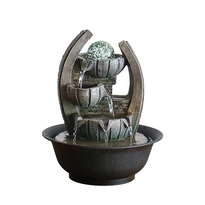 Светодиодный внутренний фонтан-водопад настольный 4-уровневый компьютер с