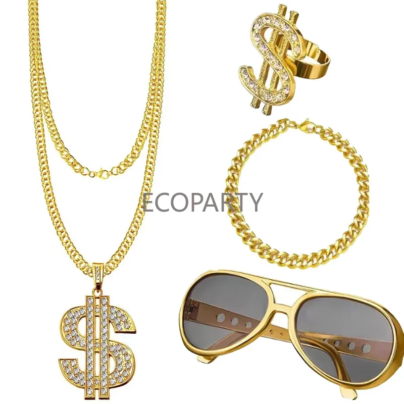 Новинка 2023 года 80-е годы хип-хоп яркий костюм на Хэллоуин ожерелье в виде доллара