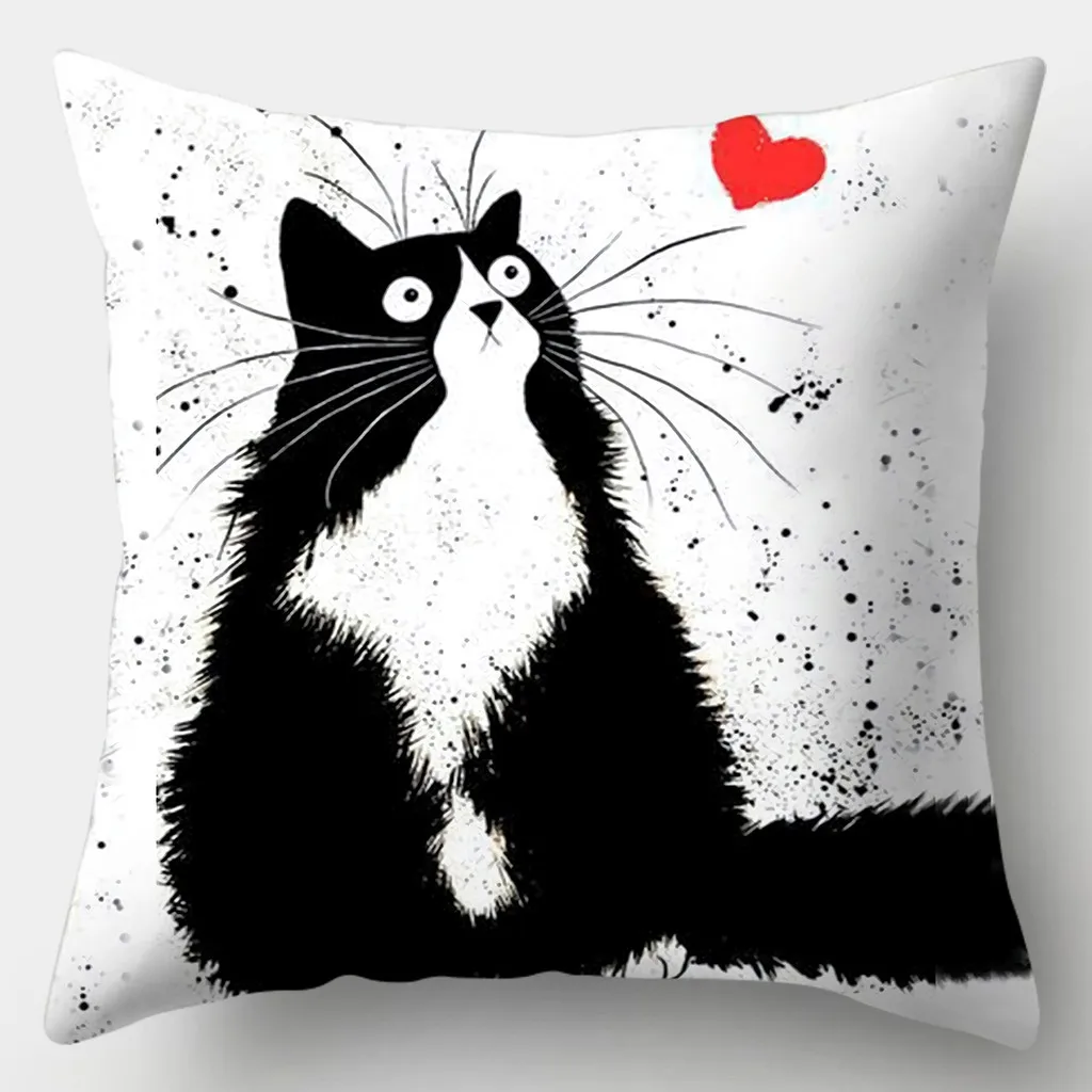 

Наволочка с котом, полиэстер, Любовь