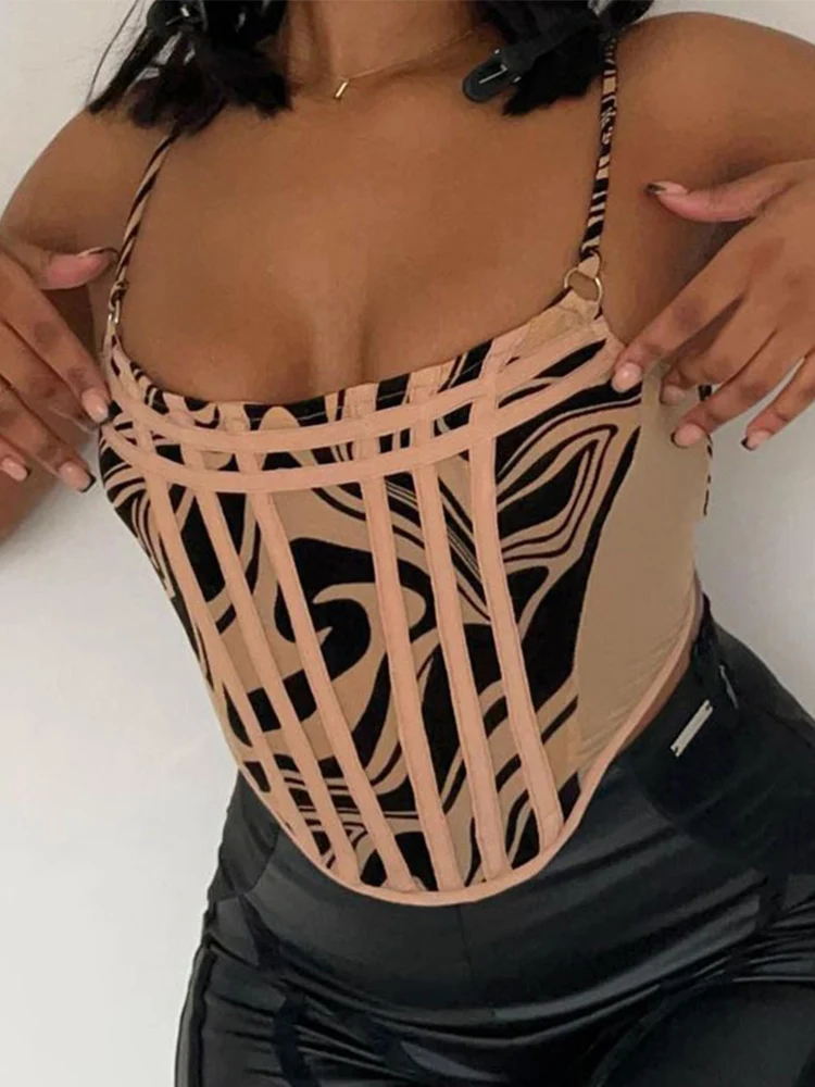 

Женский корсет с принтом в виде рыбьей кости, летний топ 2022, необычная эстетичная Сексуальная уличная одежда для женщин