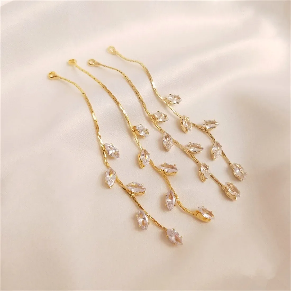 14K18K золото конский глаз циркон ива кисточка кулон серьги ручной работы Diy