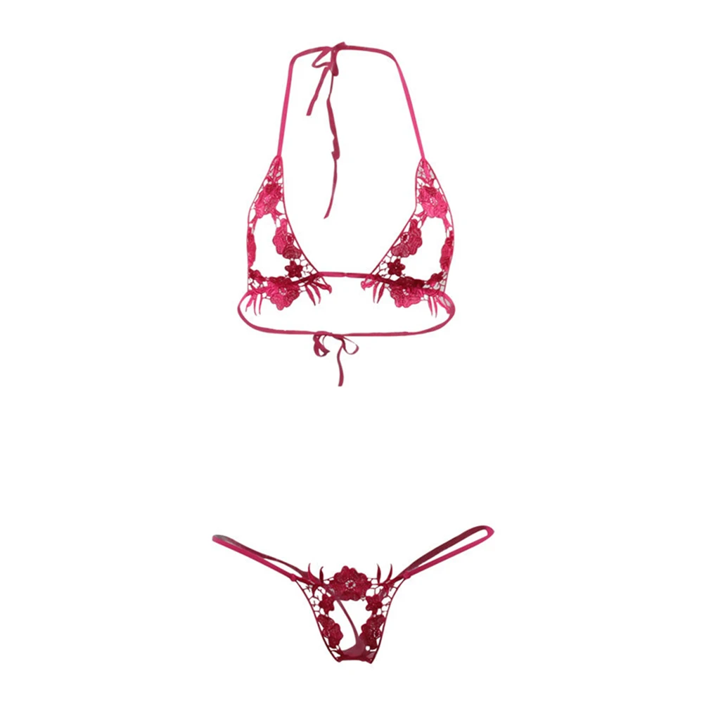 Бюстгальтер с вырезами 3 точки соблазнительные кружевные прозрачные стринги