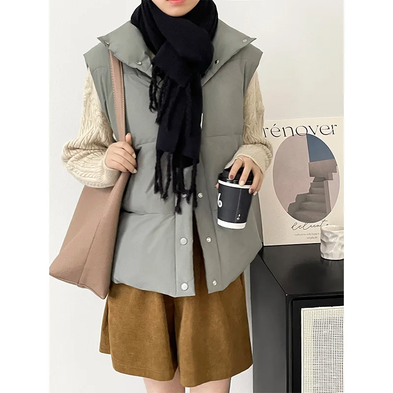 Winter Coat Women Jackets Winter Clothes Women Autumn Stand Collar Down Cotton Vest Women Loose Warm Sleeveless Cotton Jacket