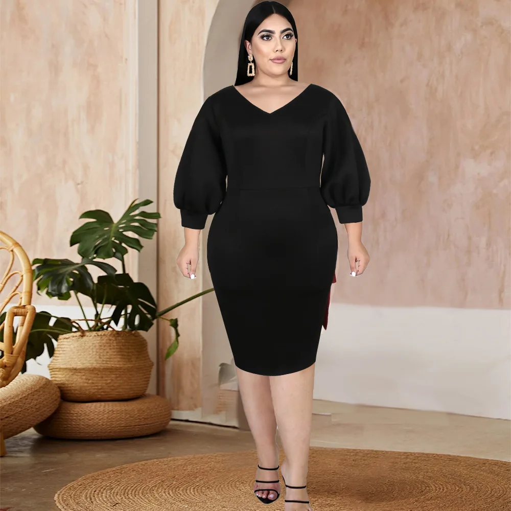

Dress V Neck Puff Sleeves Open Back Bow High Waist Women's Dress Party Dress Autumn Spring New 2022 Female