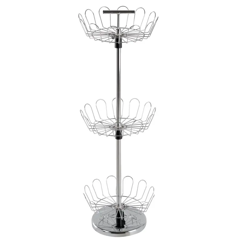 

Three Tier Revolving Shoe Tree Orgainzer Rack with Chrome by