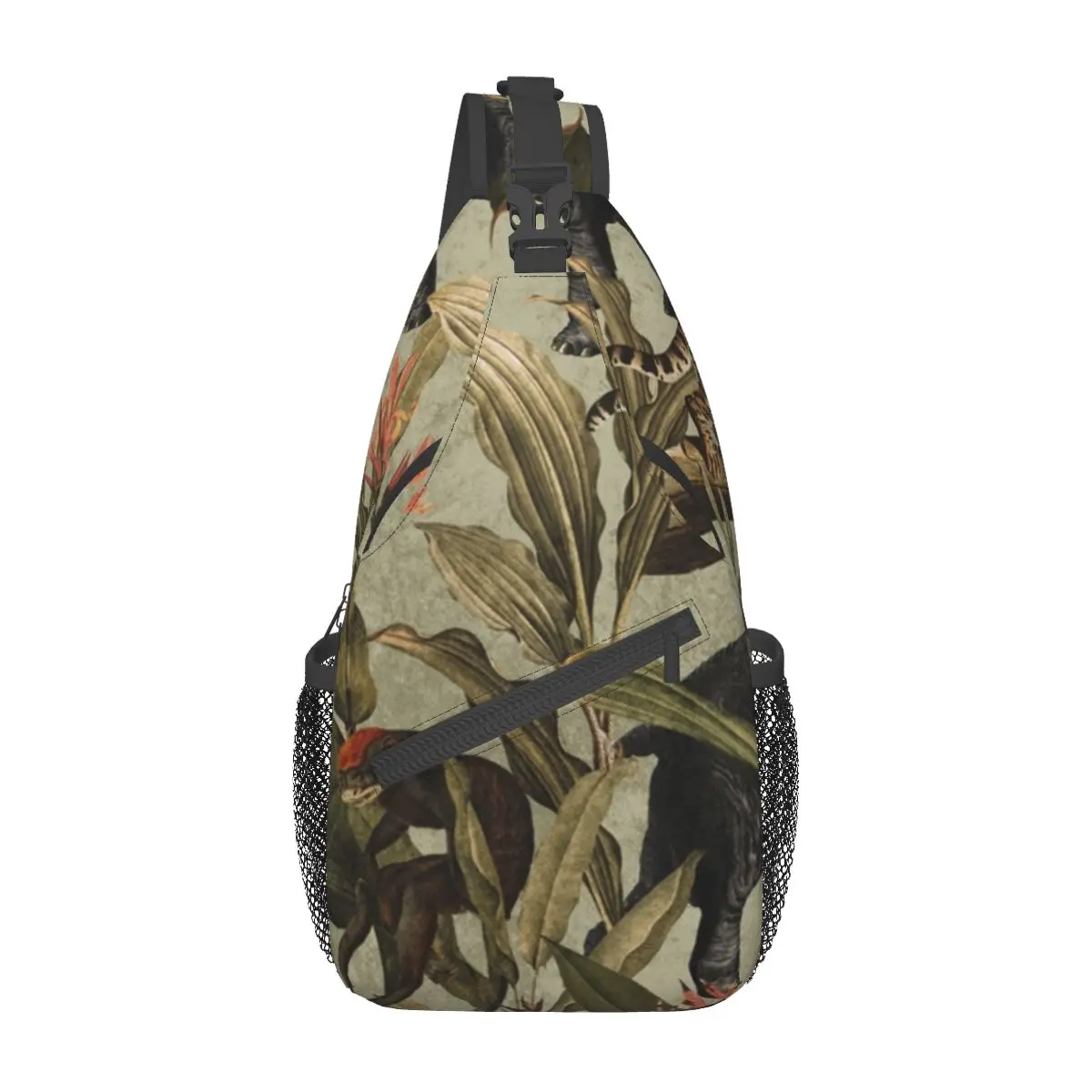 

Винтажный Рюкзак-слинг в стиле тропического джунглей, нагрудная сумка для пеших прогулок, мужской рюкзак через плечо, Сумочка на плечо