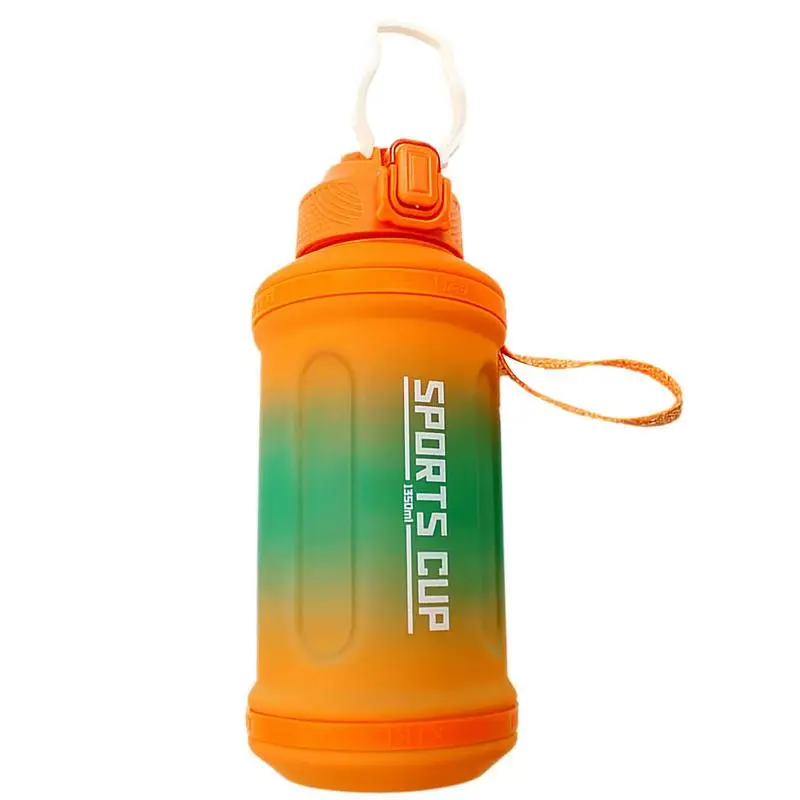 

Water Bottle With Strap Gradient Gym Water Bottles 1350ml Leakproof Free Drinking Strap & Straw Water Bottle Gradient Color