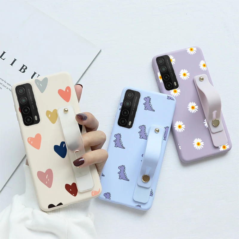 

Wrist Strap Case For Huawei P Smart 2021 Case 6.67" Soft Silicone Back Cover For Huawei psmart 2021 Protective Bumper Coque
