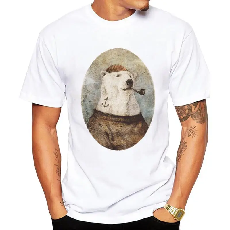 

FPACE Fashion Retro Tiger Men T-Shirt Hipster Vintage Polar Bear Printed t shirts Short Sleeve Tshirts Cool Essential Tee