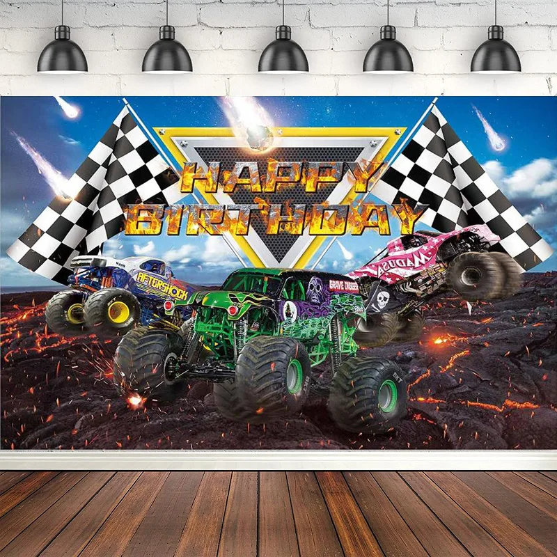 Grave Digger Party Supplies Burning Flame Background Banner Poster