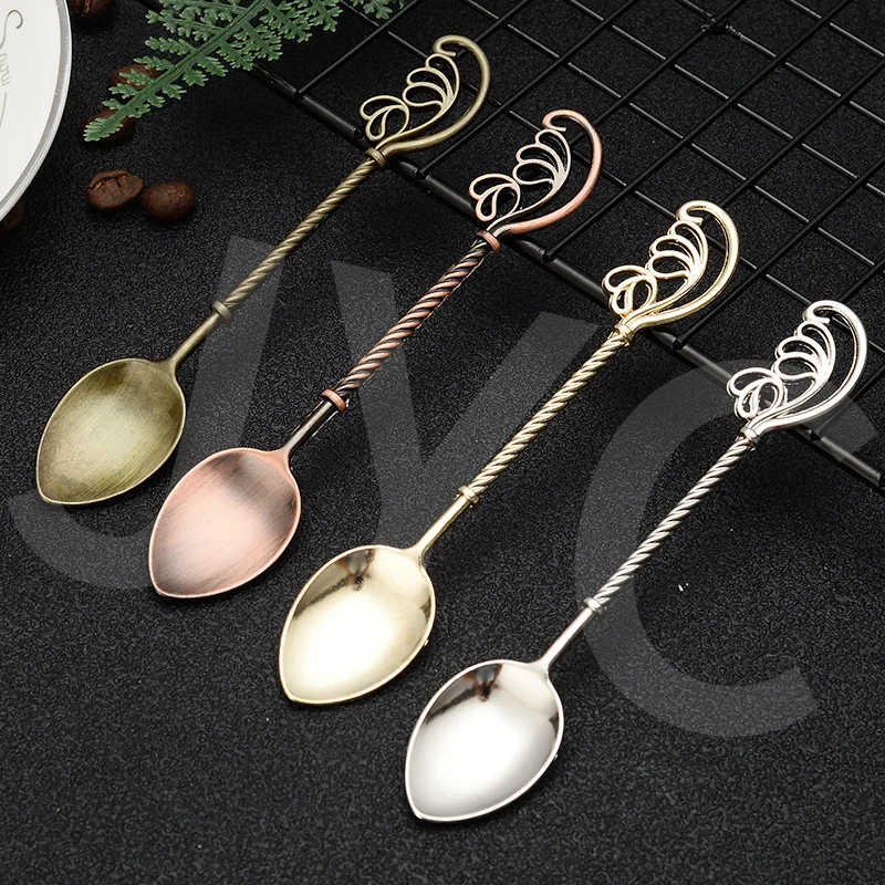 

4Pcs Retro Carving Coffee Spoon Kitchen Dining Bar Flatware Cutlery Mixing Stirring Dessert Teaspoon Kitchen Tool Gift