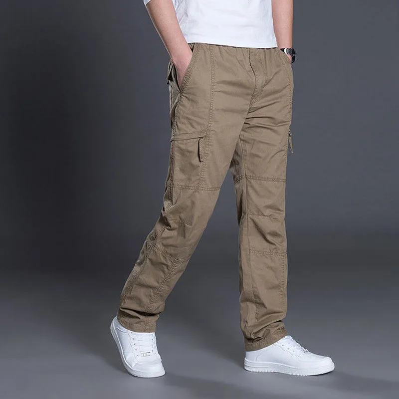 

Spring Men's Sports Casual Pants Loose Cargo Pants Plus Size Pants Outdoor Tight Waist Multi Pocket Outdoor Pants
