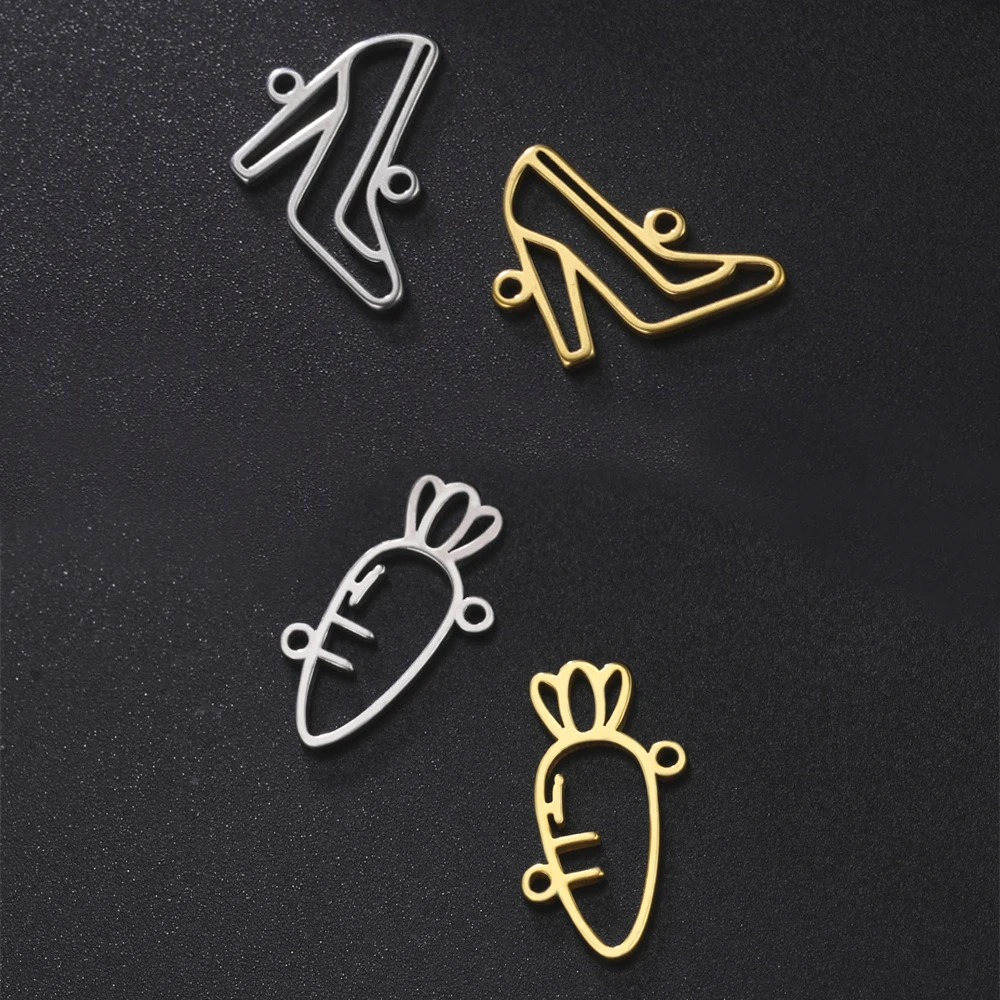 

5pcs/Lot Wholesale Stainless Steel Jewelry Making Charms Diy Necklace Findings Bracelets High Heel Carrot Pendants Accessories