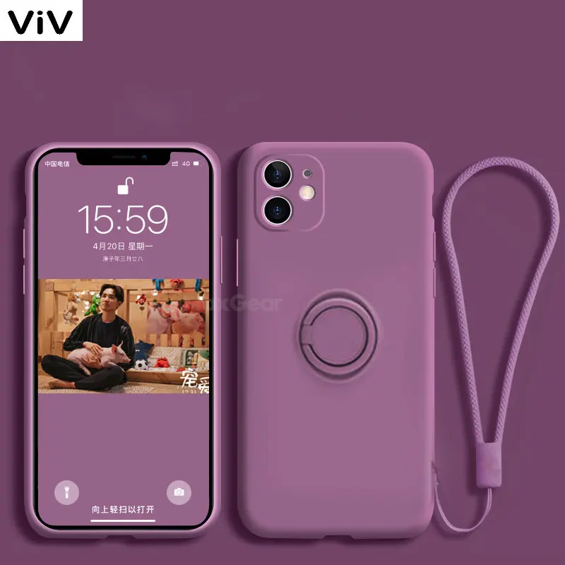 

Оригинальный силиконовый чехол с магнитным кольцом-держателем для iPhone 11 12 13 14 Pro XS Max XR XS X 8 7 Plus, мягкий чехол-подставка с кронштейном на палец