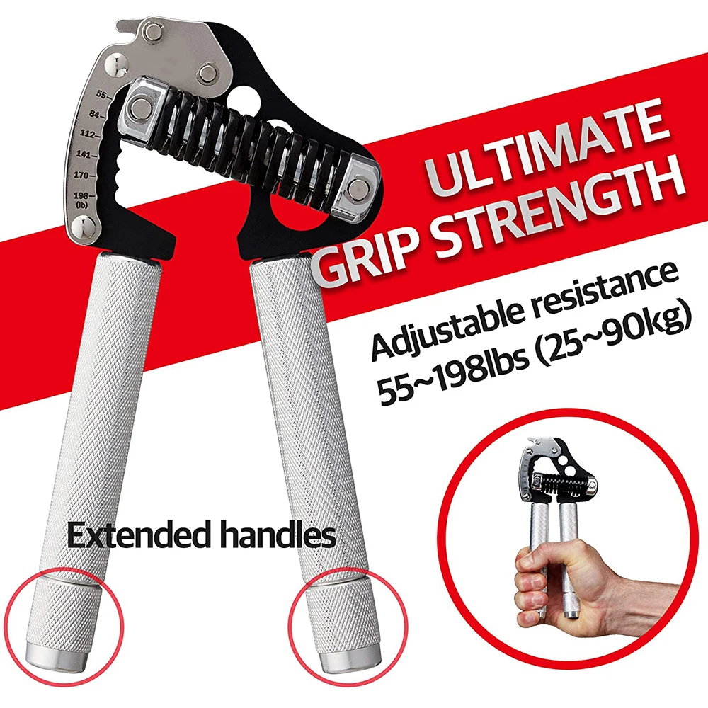 

Aluminium Adjustabl 55~198lbs Iron Grip Metal Hand Grip Exerciser Strengthener (Hand Gripper) Wrist Forearm Strength Trainer