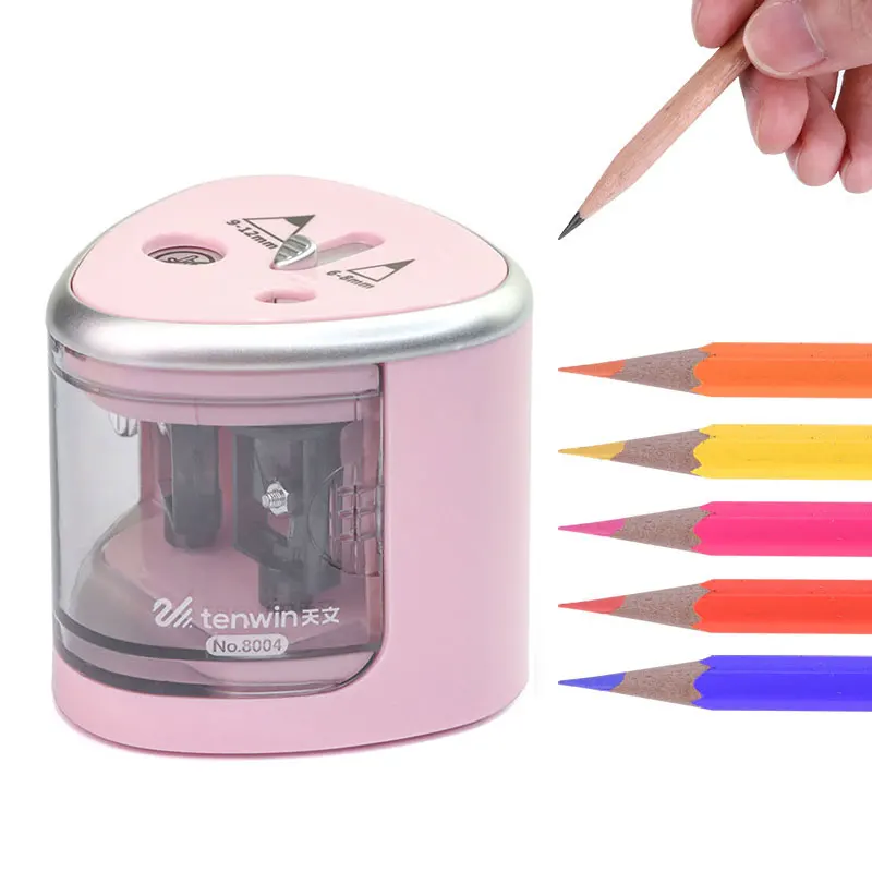 Student School Office Stationery Manual Electric Auto Plastic Pencil Sharpener Candy Color Standard Pencil Cutting Machine