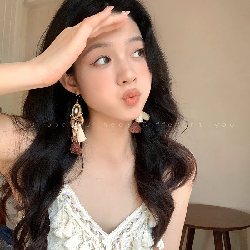 Бохо серьги-кисточки с перьями для женщин-экзотический и красочный идеально