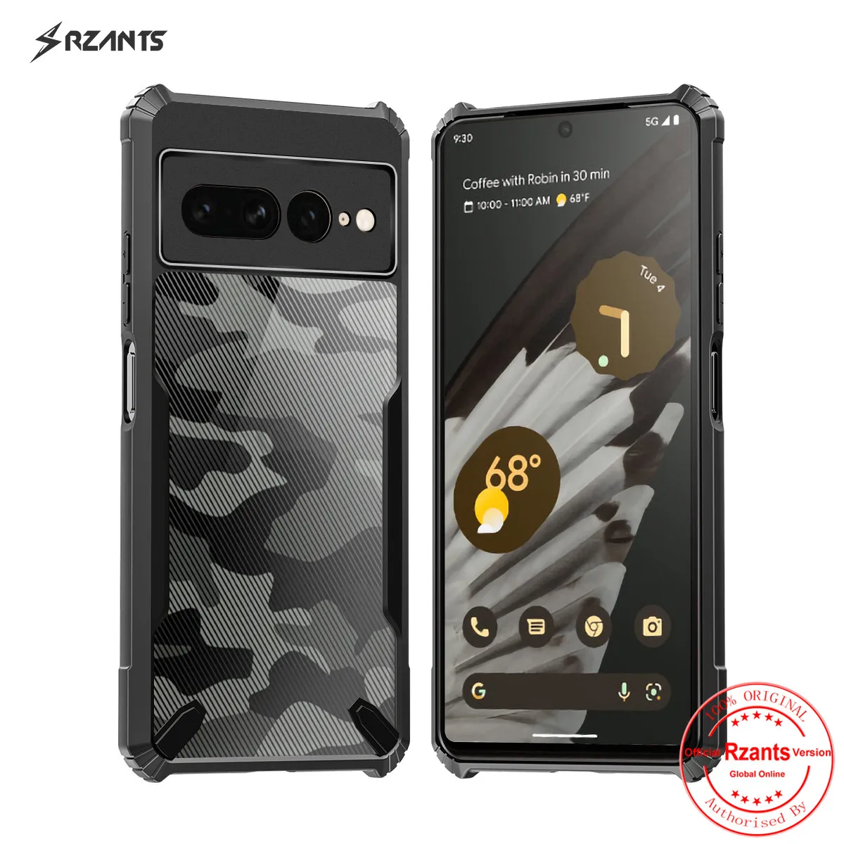 

Rzants For Google Pixel 7 Pro Case Hard [Camouflage Bull] Shockproof Slim Crystal Clear Cover Funda Thin Casing