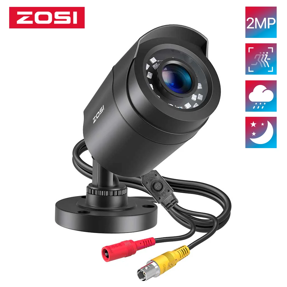 ZOSI 2.0MP 1080p наружная внутренняя камера безопасности 4-в-1 TVI/CVI/AHD/CVBS CCTV камера для аналогового домашнего наблюдения DVR система