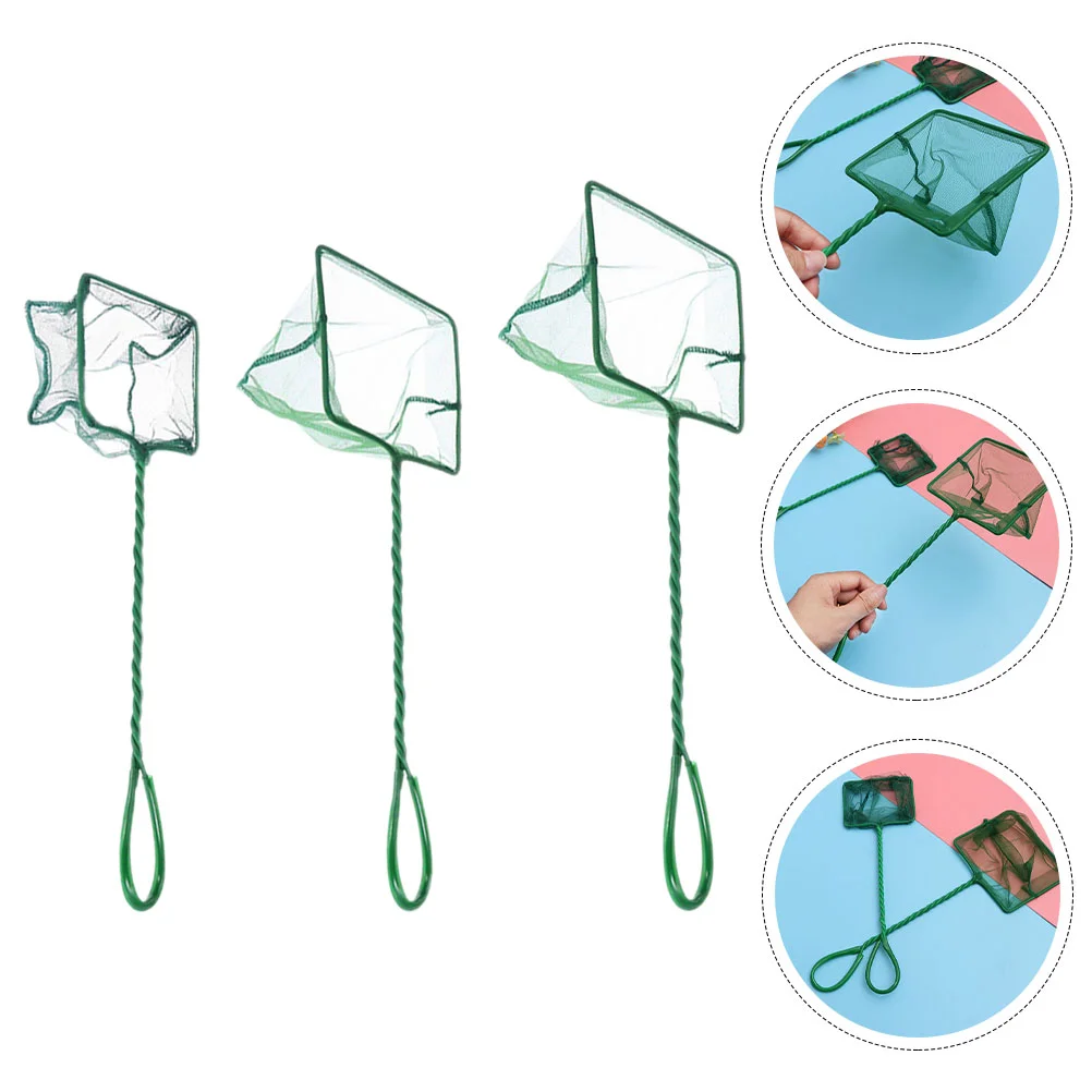 

3 Pcs Fishing Supplies Small Net Tank Handheld Landing Decorating Tools Cleaning
