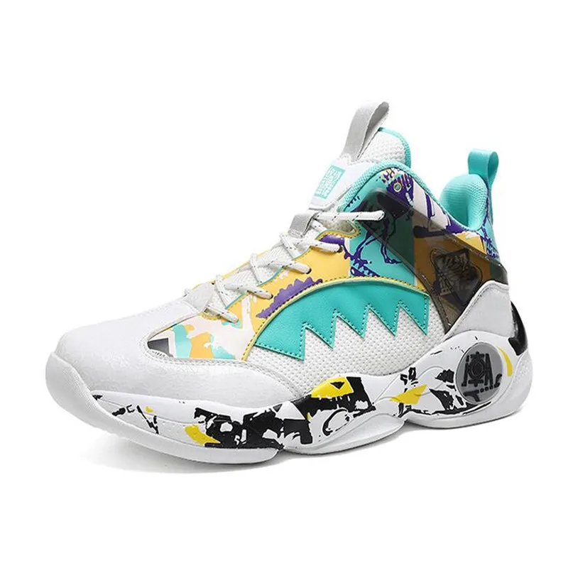 

New Mens Popular Black Sneakers Women Basketball Shoes Mens Fitness Sport Leather Sport Footwear Air Cushion Basketball Boots