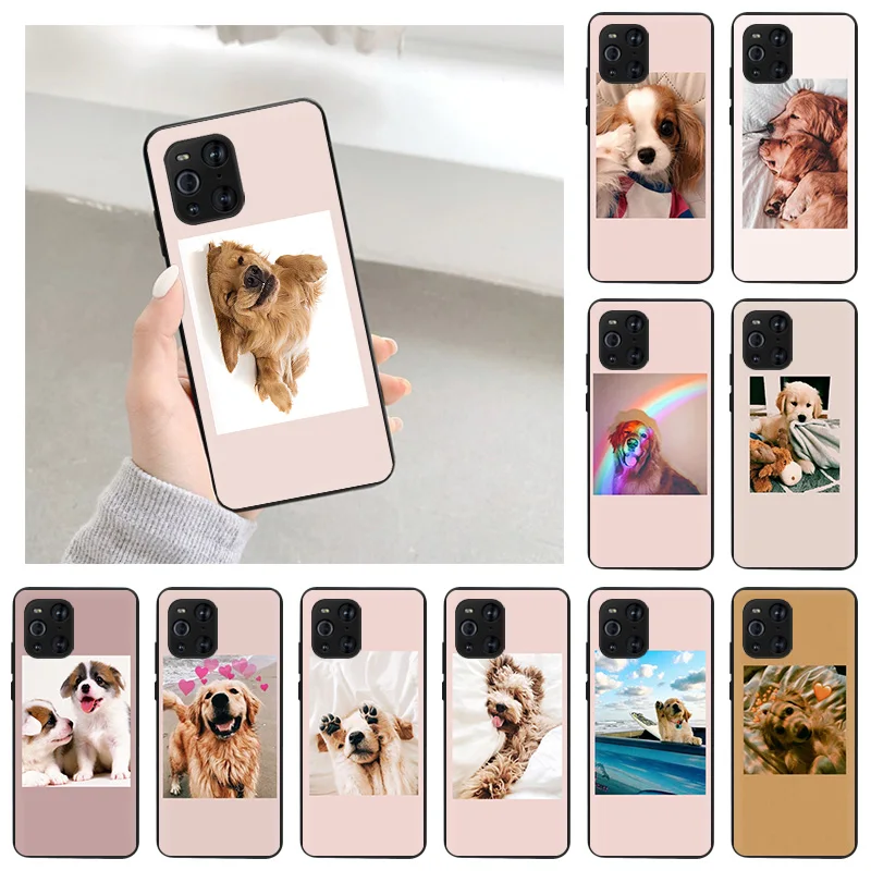 Cute Pink Dog Black Anti-Drop Phone Case For OPPO A94 K9 A74 A95 A93 A55 Reno 6 4 3 Pro 5G A7 A53 A52 A9 Ace F11 Find X2 Cover