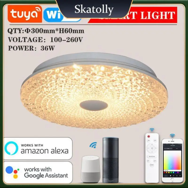 

Tuya Smart Ceiling Light Remote Control Smart Lamp 100-265v Rgbcw Voice Control Smart Home Room Ambient Light Music Dimmable