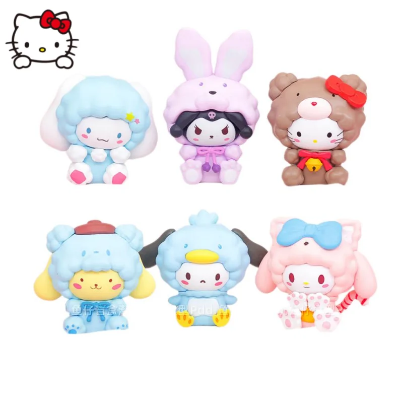 

New Sanrio Ice and Snow Series Blind Box Hello Kitty Cinnamoroll Kuromi My Melody Cute Doll Girl Surprise Gift Cake Decoration