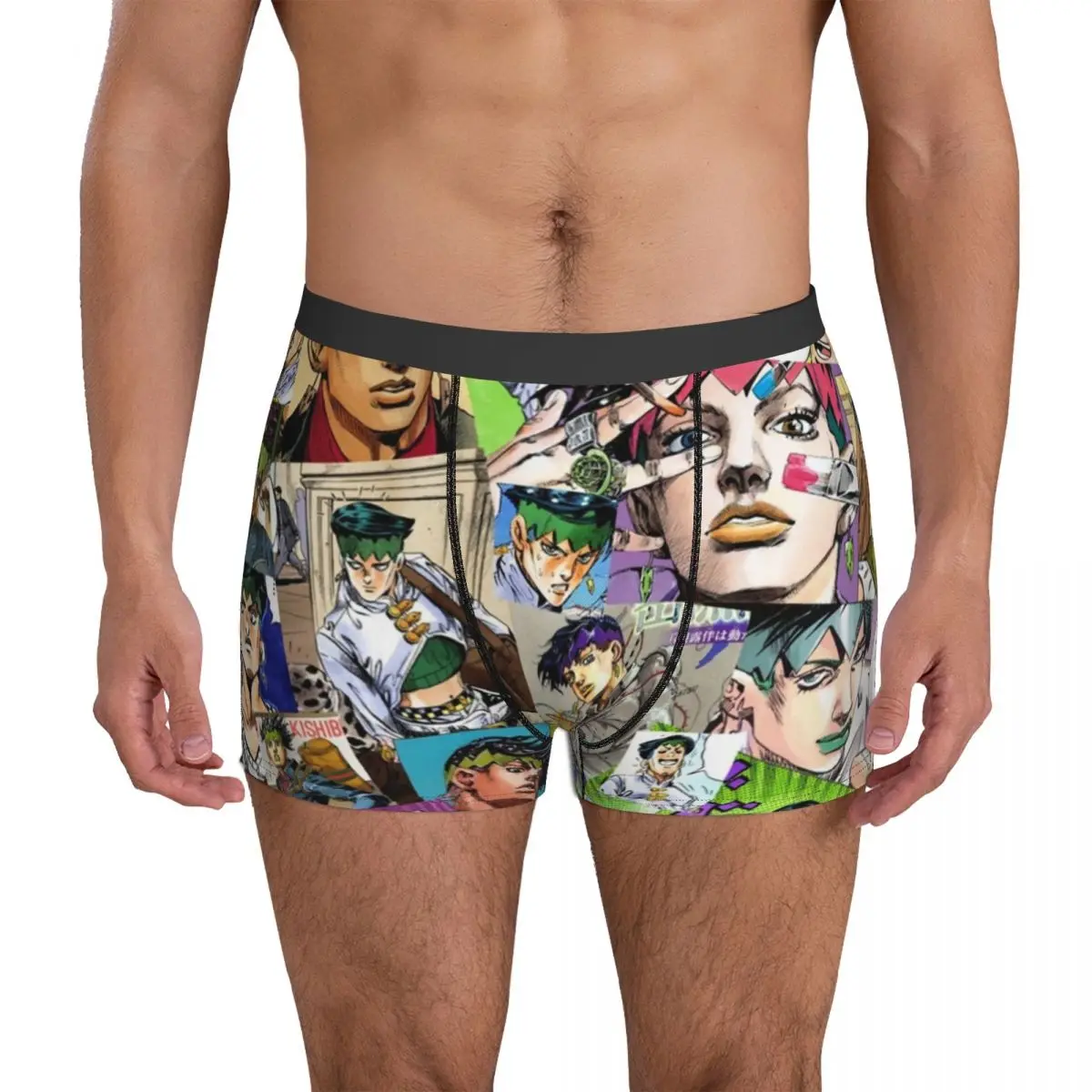 

Jojo невероятное нижнее белье JJBA - Rohan Kishibe-коллаж Сексуальные трусы на заказ шорты мужские брифы с 3D карманом