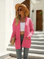 2022 autumn winter new womens clothing oversized cardigan sweater twist knitted jacket women pink cardigan sweaters for women