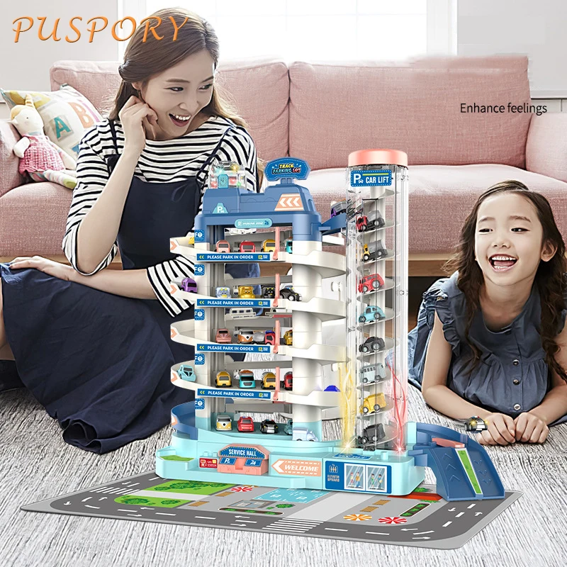 

Baby Electric Track Toy City Car Parking Racing Lift Child Toys Mechanical Railcar Parent Child Interaction Adventure Pass Game
