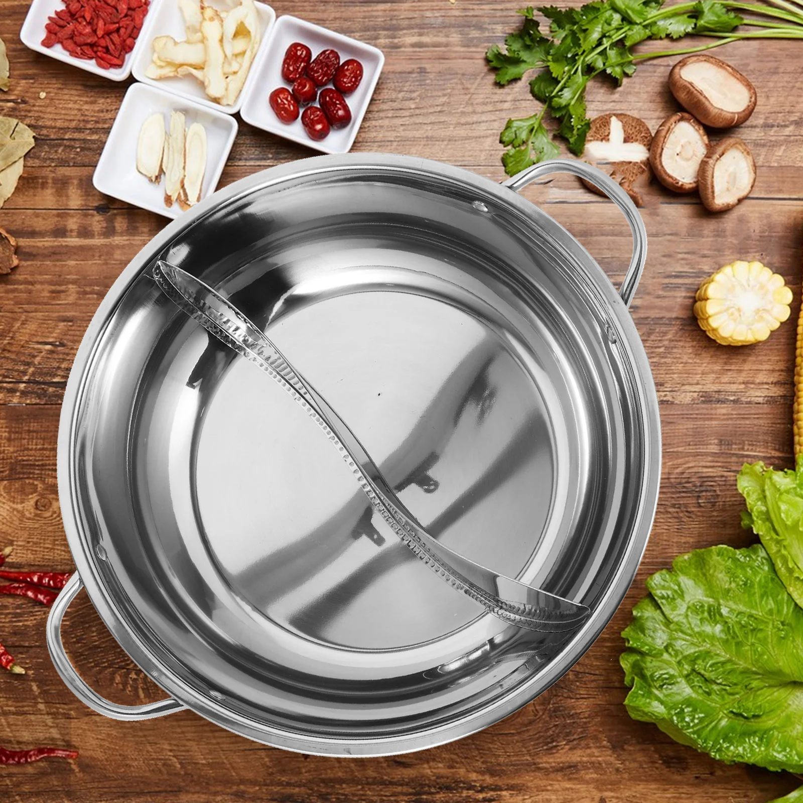 

Hot Pot Pan Stainless Steel Hot Pot Set Hot Pot With Divider Kitchen Cooking Pot
