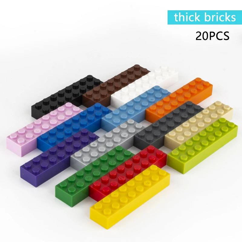 

20pcs Small Building Blocks 2x8 Dots Thick Figures Bricks Educational Creative Size Compatible with Lego Toys Accessorie 3007