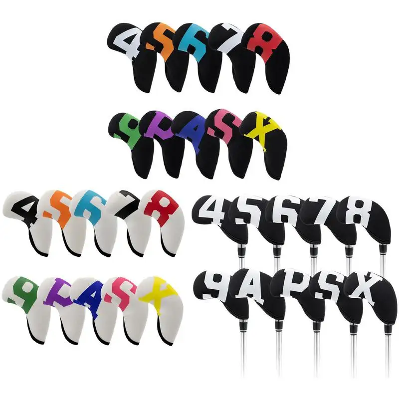 Iron Covers Full Set Golf Iron Head Cover 4 5 6 7 8 9 P A S X Golf Club Iron Headcovers Protector Protective Cover