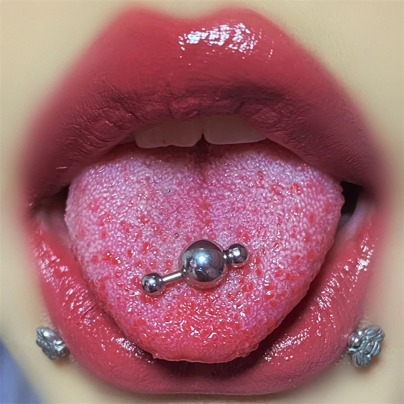 

1Pcs Punk Titanium Steel Barbell Ball Piercing Tongue Ring Tongue Studs for Women Men Also be a Lip Ring Piercing Body Jewelry