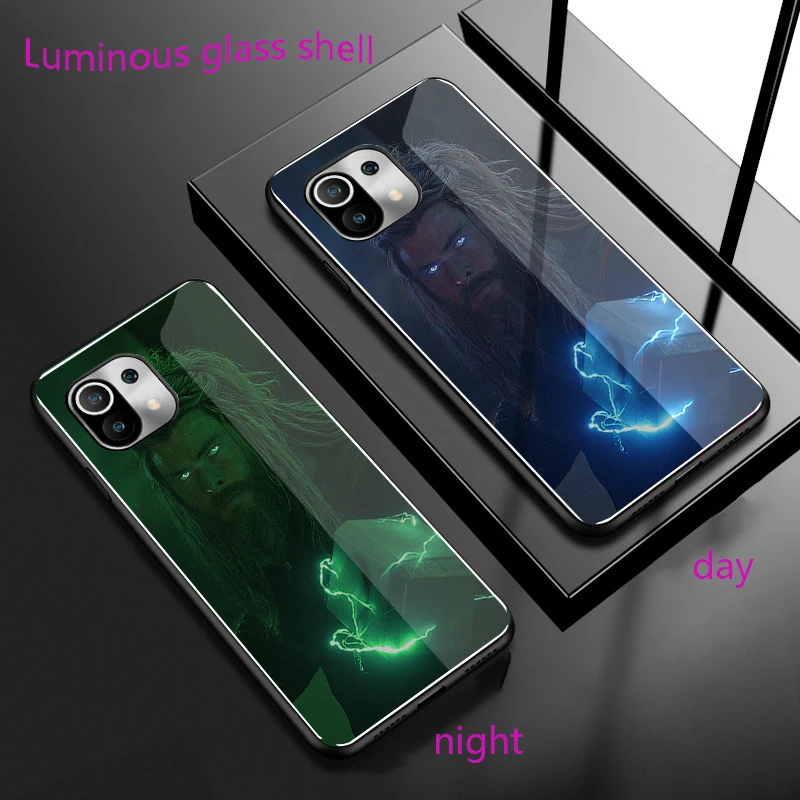 Светящийся стеклянный чехол для телефона Marvel Thor Samsung Galaxy S21 S20 Ultra FE S10 S9 S8 Plus Lite 5G S10e