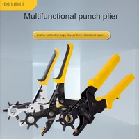 deli 360%c2%b0revolving leather punch plier punch hole tool puncher for belt saddle watch bands strap shoe fabric paper working tool