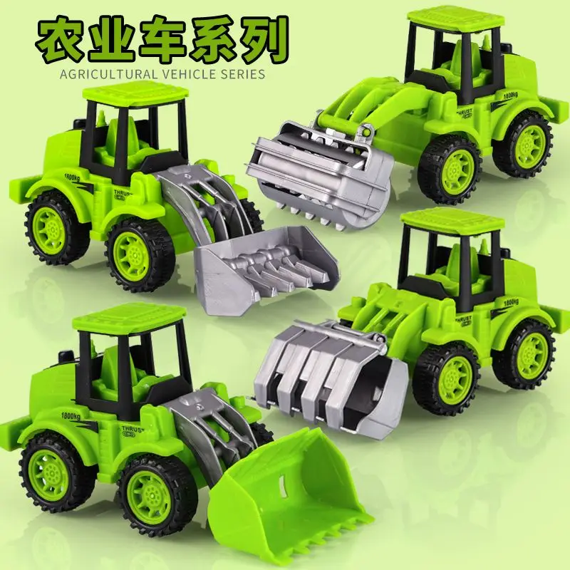 

4-piece Set Engineering Vehicle Plastic Construction Excavator Tractor Dump Truck Bulldozer Models Kids Boys Mini Gifts