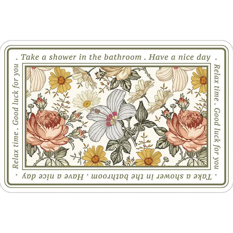

European style flower bathroom absorbent cushion diatom mud floor mat bathroom shower quick drying mat anti-skid carpet
