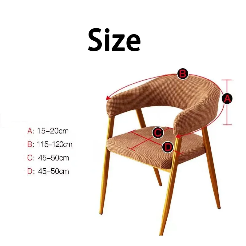 Curved Chair Cover Solid Color Hollow Back Arc Armchair Covers Cafes Dining Protective Room Kitchen Office