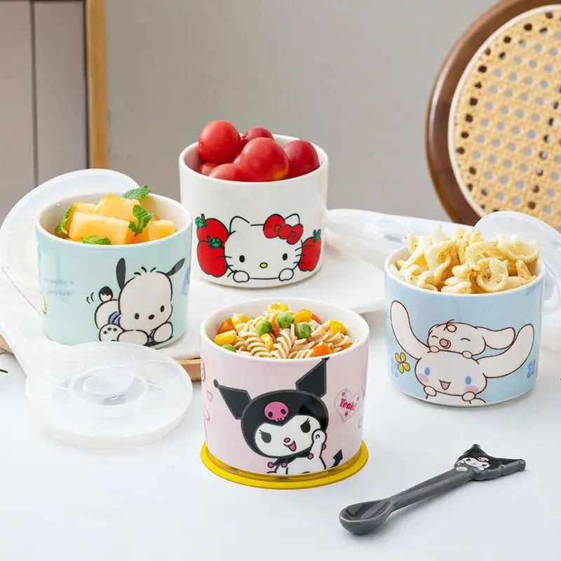 

310Ml Hello Kittys Sanrio Kawaii Lunch Box Kuromi Cinnamoroll Ceramic Sweet Girl Heart Household Cute Bento Lunch Box Girl Gift
