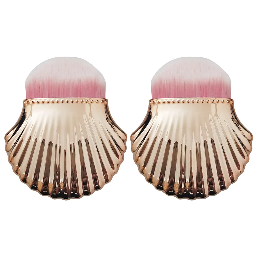 

2 Pcs Shell Dust Brush Makeup Brushed Cleaner Manicure Tools