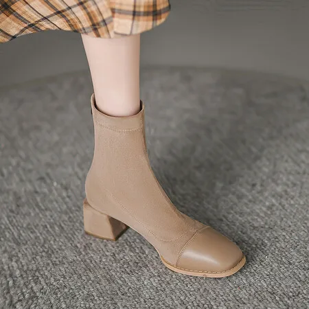 

Oversize Large size Big size Autumn and winter boots Square toes Thick Heel boots female women shoes Comfortable