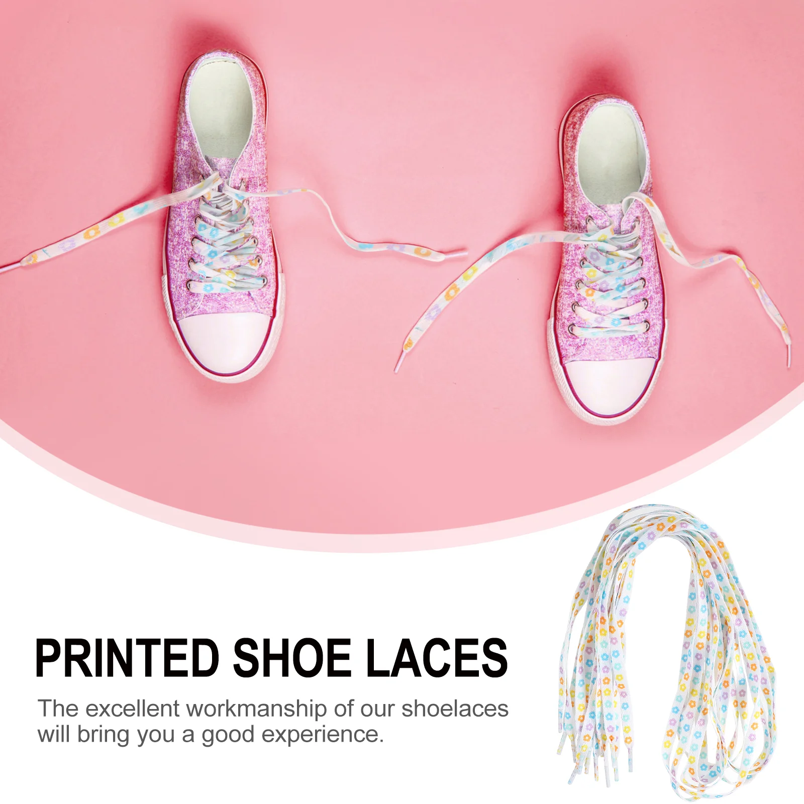 4 Pairs Rope Laces Running Shoe Laces Stretchy Laces Flower Shoelaces Shoe Laces Sneakers Flower Laces Flat Rope Shoelaces