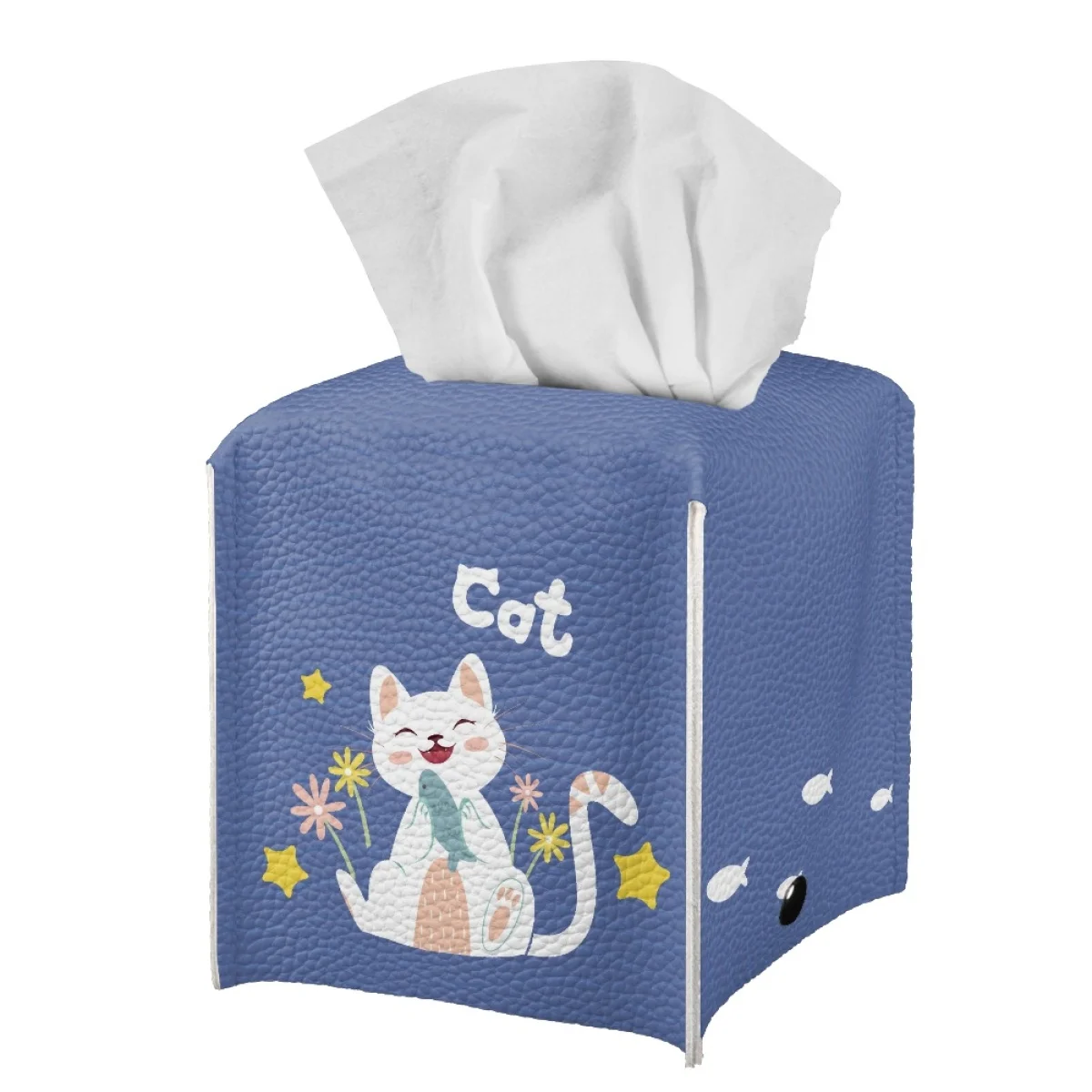 

Домашняя дневная коробка для бумажных салфеток, кожаная печать по запросу, мультяшная Милая кошка, бумажная коробка для салфеток, синяя кор...