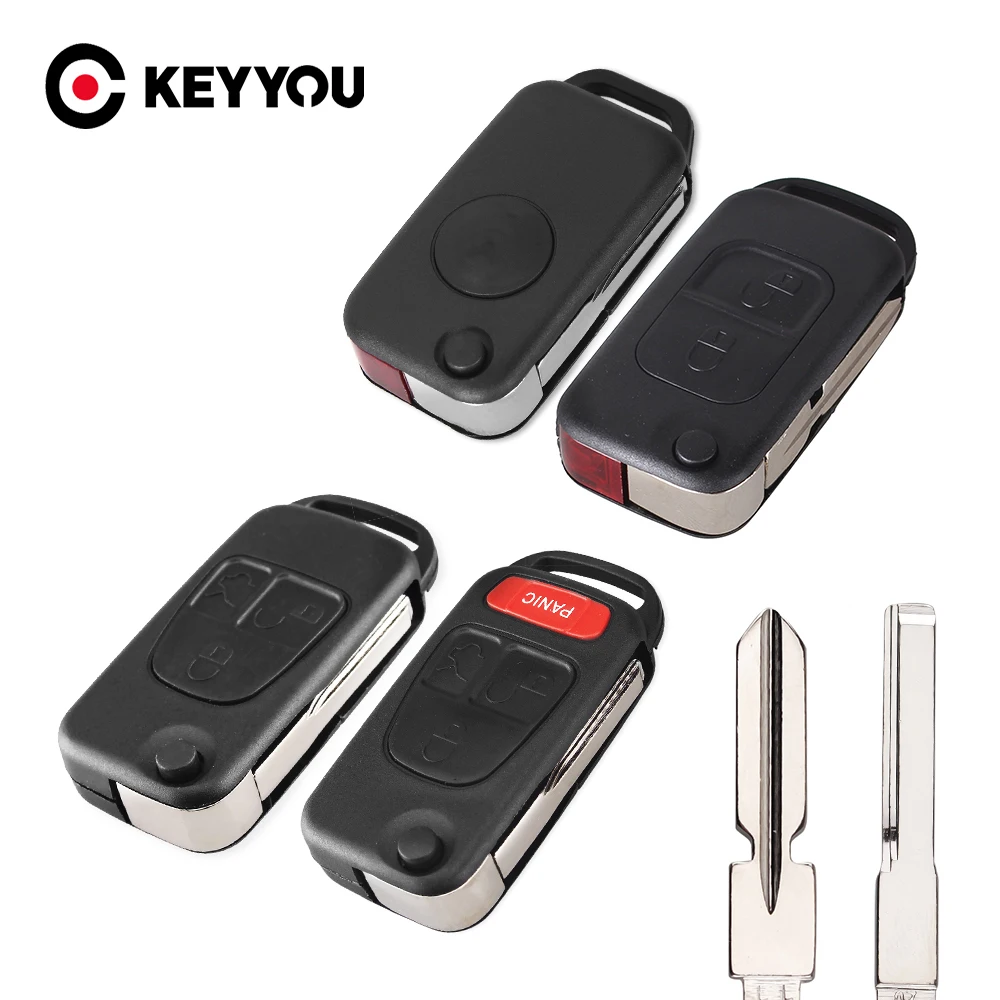 

KEYYOU Flip Folding Car Case Remote Key Shell For Mercedes Benz SLK E113 A C E S W168 W202 W203 HU64 Blade 1/2/3/4 Button