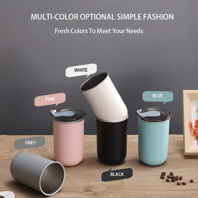 

300ml Outer Plastic Inner Steel Milk Cup Double Insulation Coffee Cup Insulation Water Cup Stainless Steel Mouthwash Cup